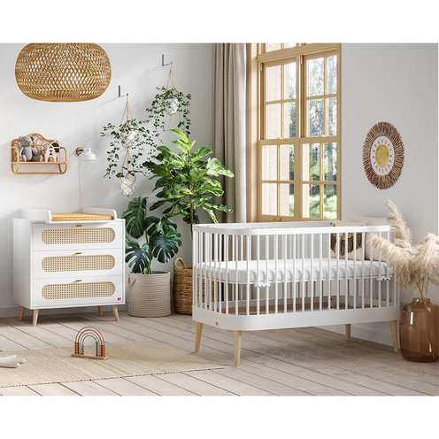 Chambre DUO Lit 70x140 PARIS Commode CANNE Blanc - VOX