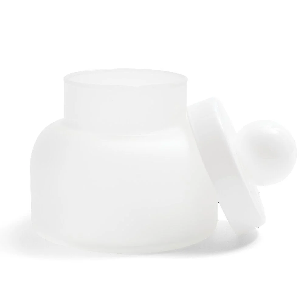 Boîte en verre transparent + couvercle blanc Ø12xH16cm