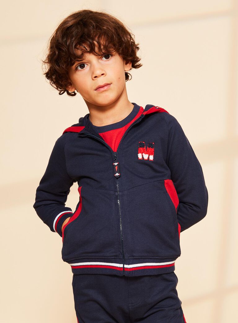 Sweat à capuche bleu marine à broderie M