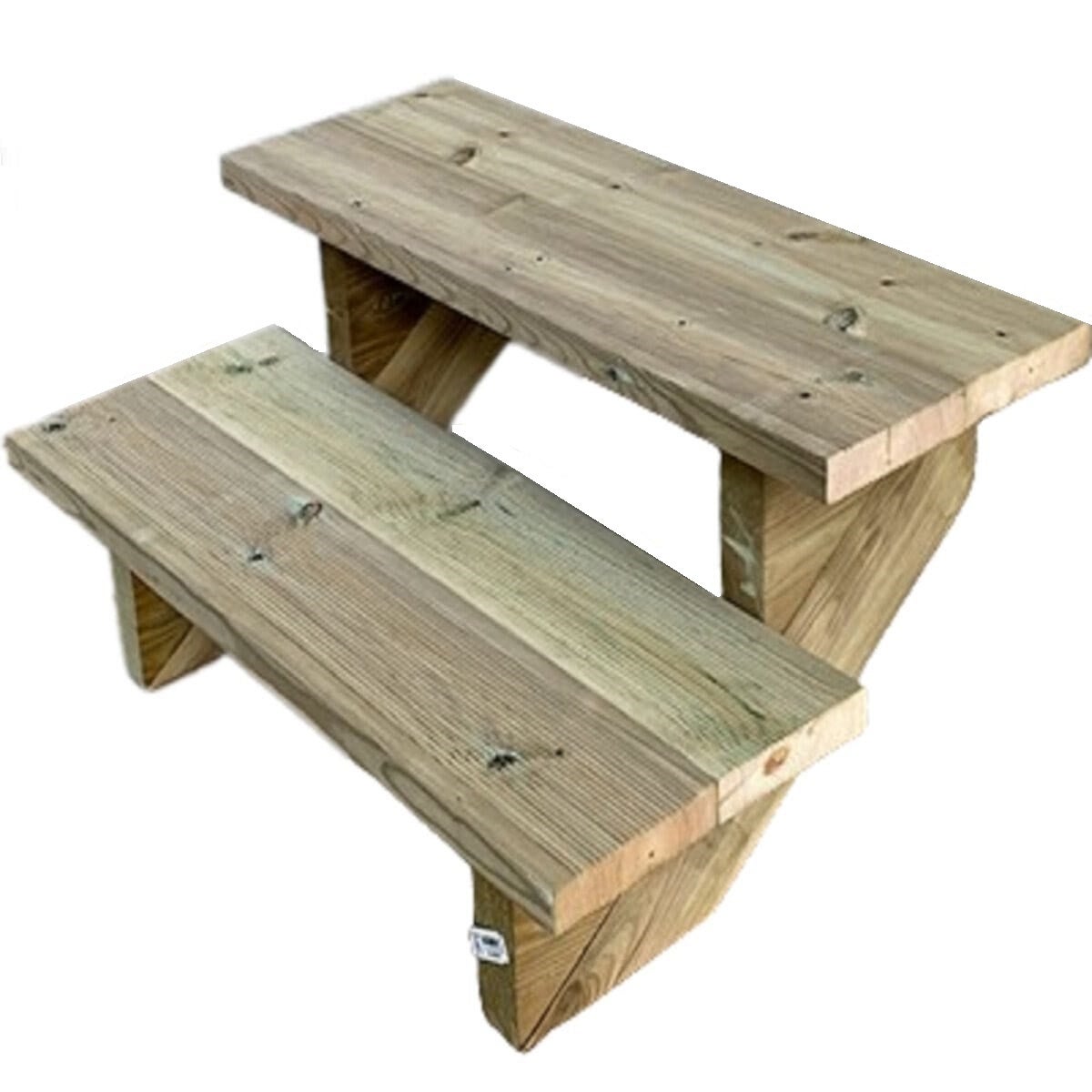 Terrastrap, buitentrap, tuintrap, hout, H37cm, 2 treden, breedte 100cm, ZONDER stootborden