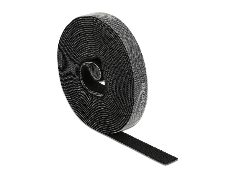Delock Klettband 5 m x 15 mm Schwarz Delock Klettband auf Rolle L 5 m x B 15 mm Schwarz