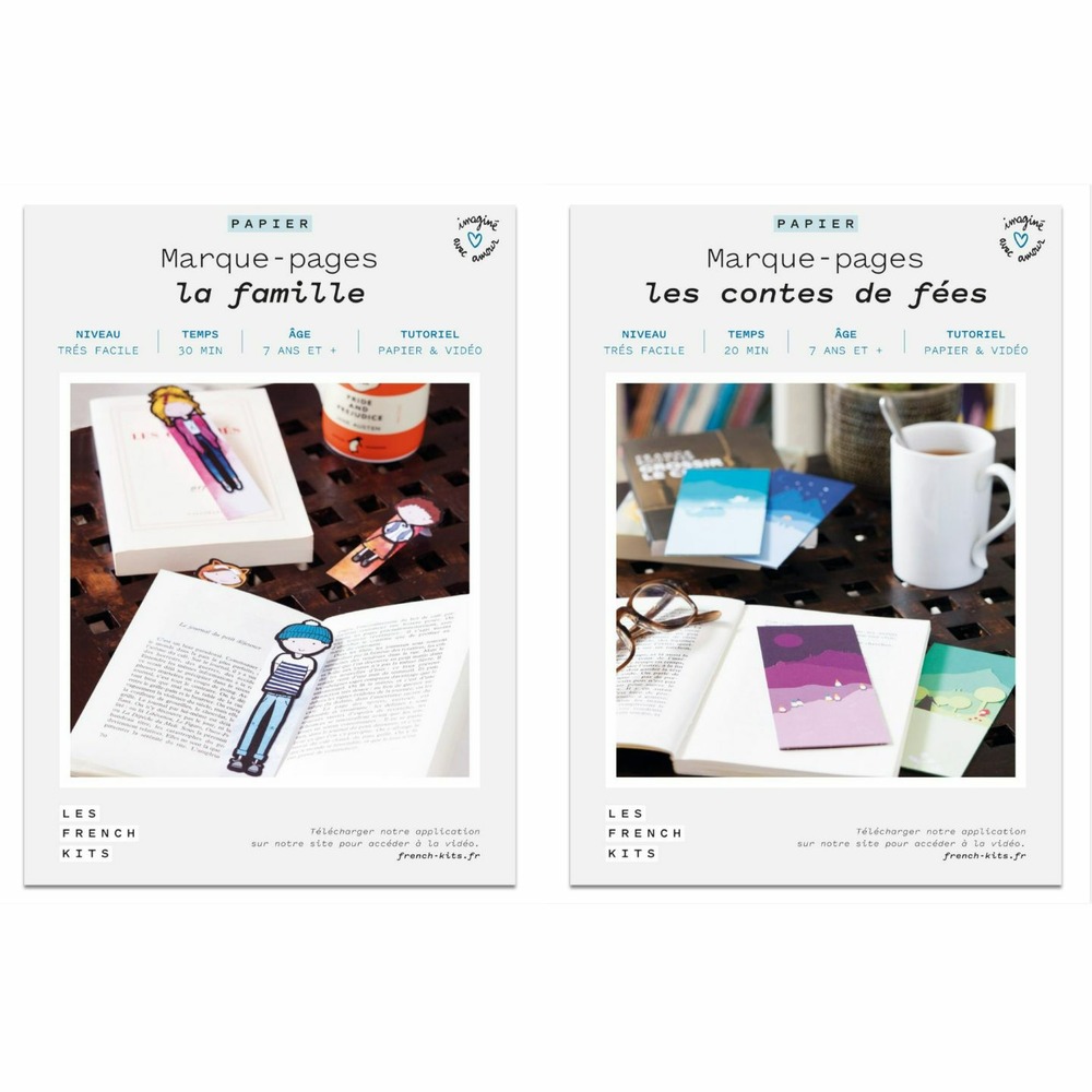 2 coffrets diy papier - 12 marque-pages