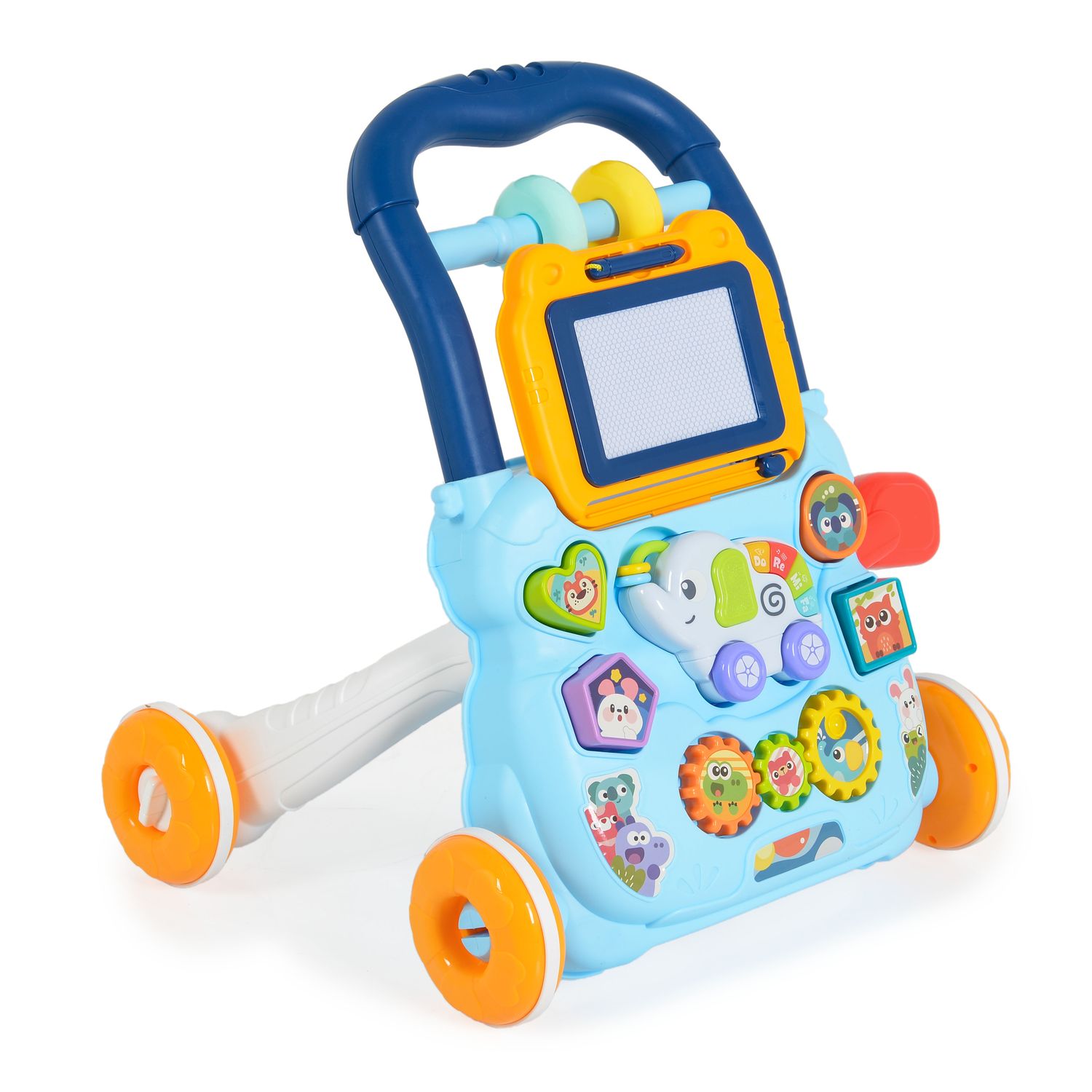 Moni Lauflernwagen Elefant, Formsortierer, Maltafel, Musikfunktion, ab 12 Monate blau
