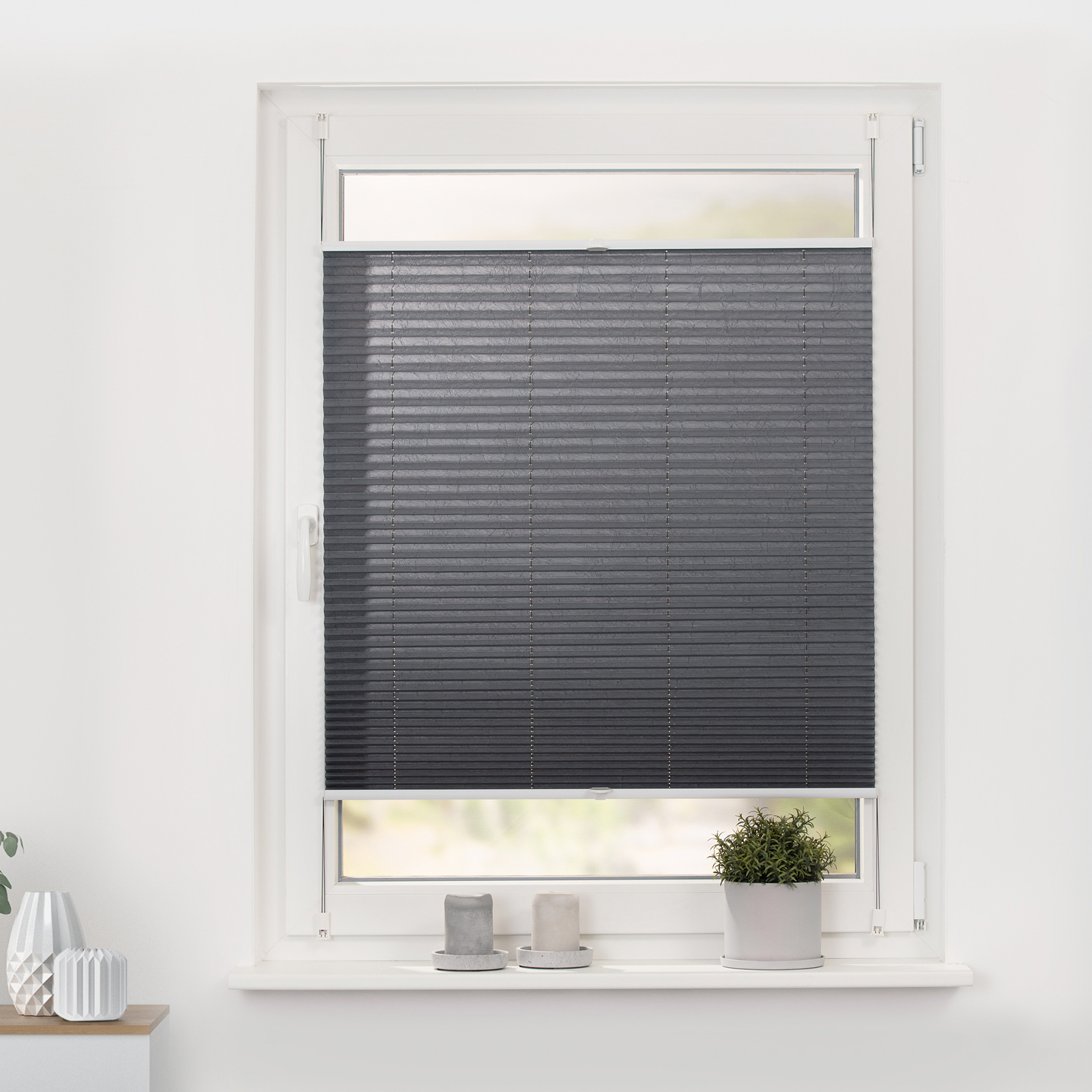 LICHTBLICK Plissee - grau - Crushed Optik - 45x130 cm