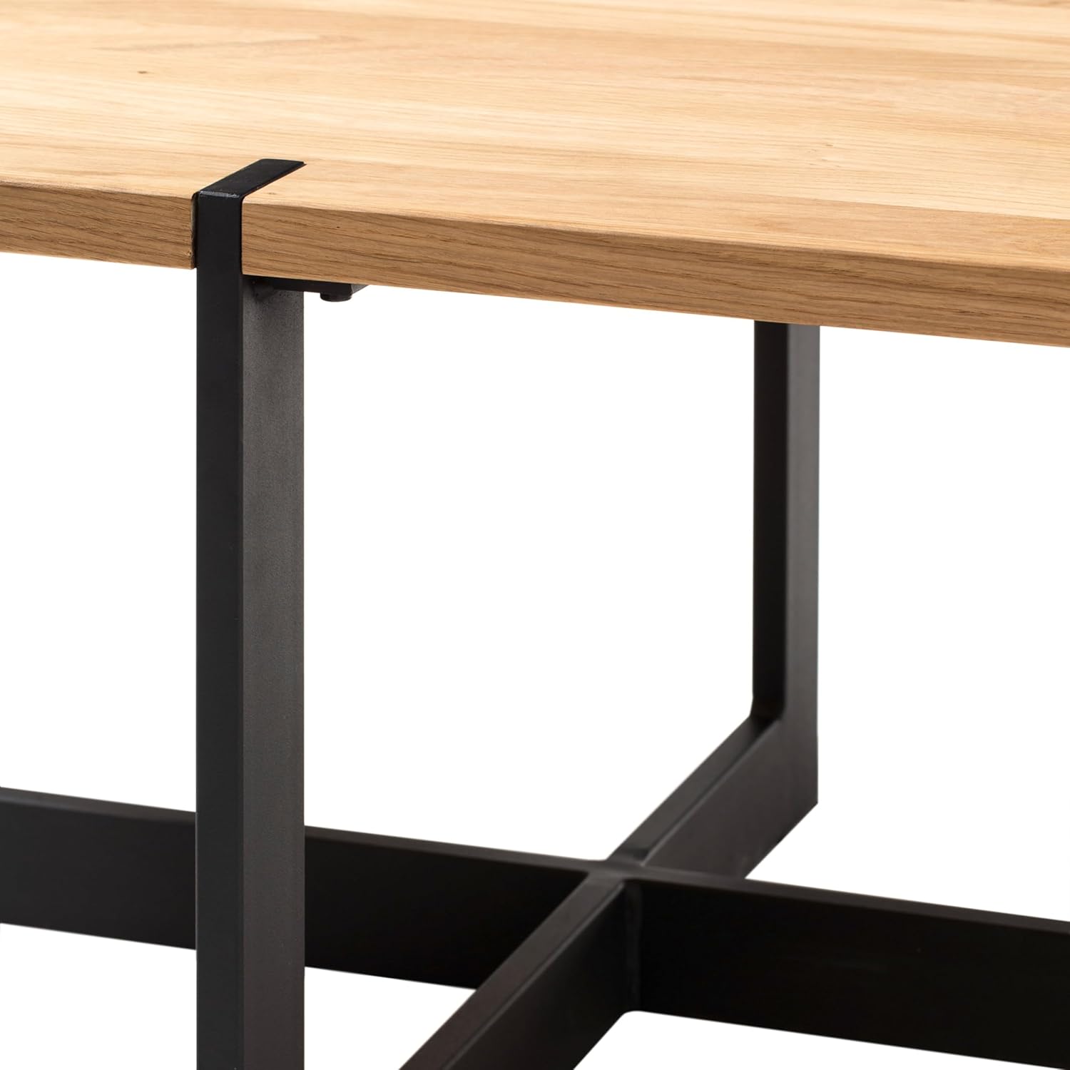 TIAGO MINI Couchtisch Massivholz Eiche - Moderner Sofatisch mit robustem Metallgestell für Ihr Wohnzimmer - 45 x 50 x 45 cm (B/H/T)