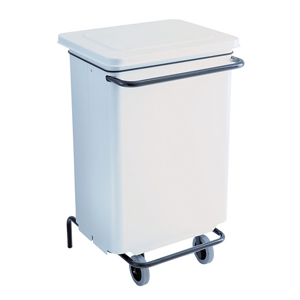 Conteneur mobile blanc à pédale avec prise frontale 70 litres