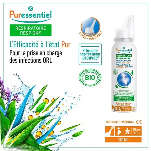 Spray Nasal para Higiene Respiratória Puressentiel - Jato Forte - 100ml