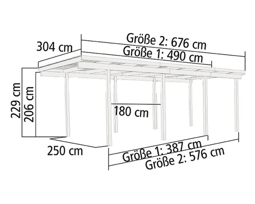 Enkele carport Karibu Eco 1B PVC panelen met 1 inrijboog zonder beslag 268x387 cm drukgeïmpregneerd