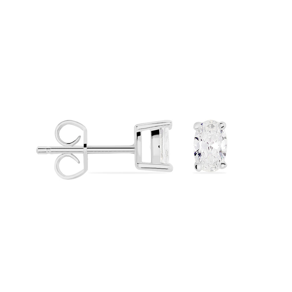 Boucles D'oreilles Puces Mathilda Argent Blanc Oxyde De Zirconium