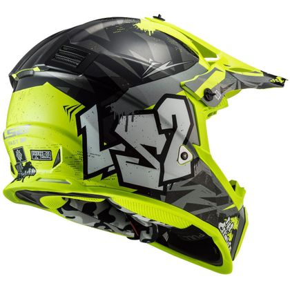 Casque cross LS2 MX437 - FAST EVO - CRUSHER - BLACK H-V YELLOW 2023 - Noir / Jaune