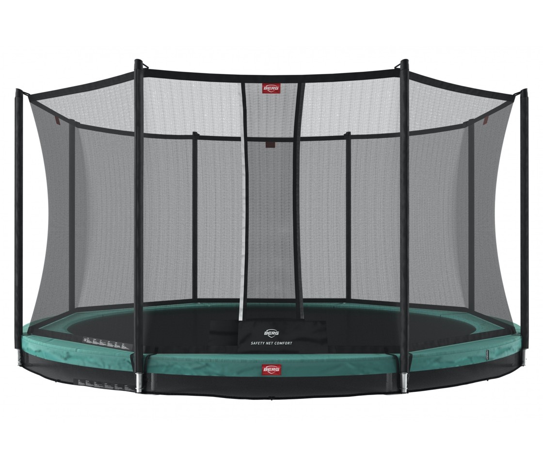 BERG - InGround Favorit 430 Trampolin + Comfort Sikkerhedsnet - Grøn