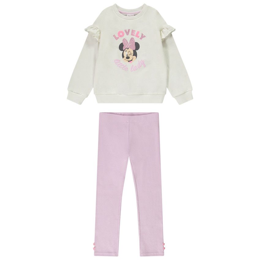 Ensemble de jogging en molleton print Minnie Disney pour fille - Ecru