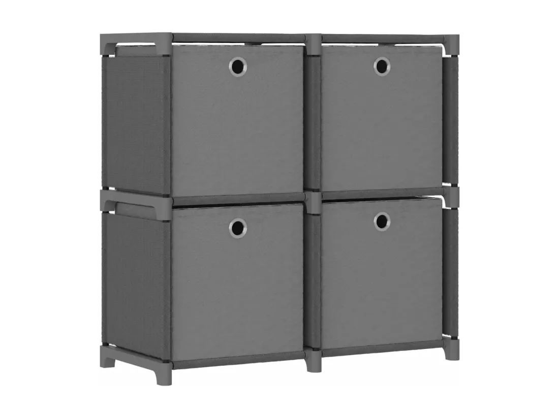 Étagère à 4 cubes avec boîtes Gris 69x30x72,5 cm Tissu