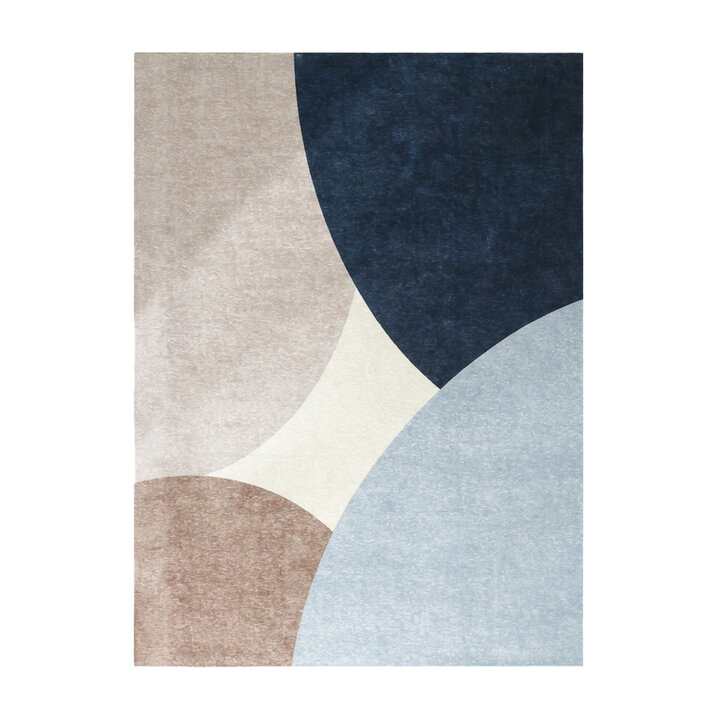 Geometrisch vloerkleed - Swing Circles Blauw/Bruin