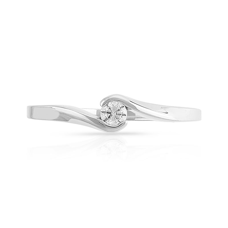 Bague solitaire or 750 blanc diamant 10/100e de ca