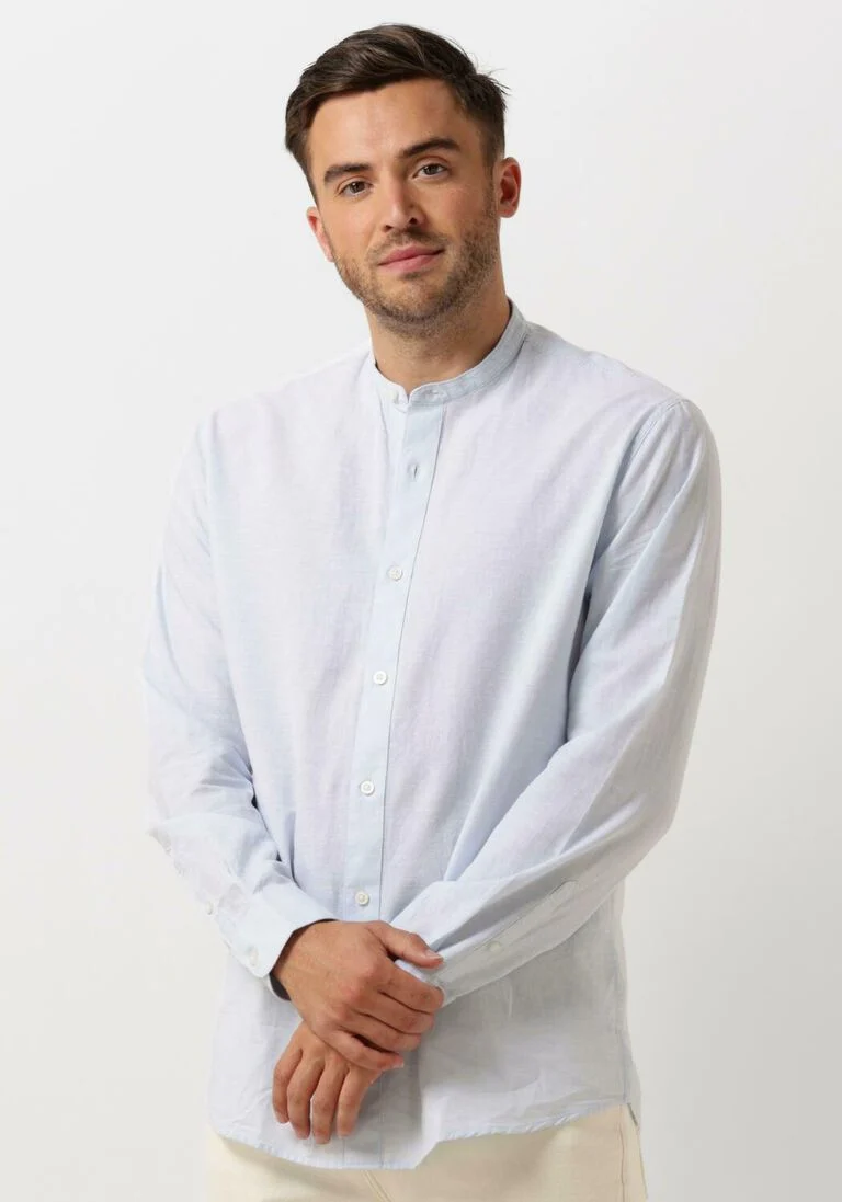SELECTED HOMME blauwe selected homme casual overhemd slhregnew-linen shirt ls band