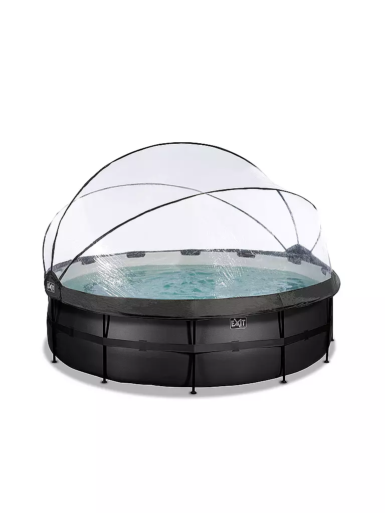 EXIT TOYS Black Leather Pool 488x122cm mit Abdeckung und Sandfilter- und Wärmepumpe - schwarz keine Farbe