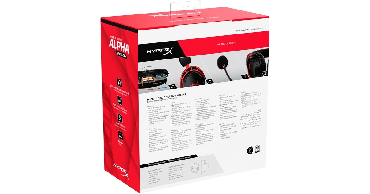 HyperXCloud Alpha Wireless over-ear gaming headset  (Zwart/rood)
