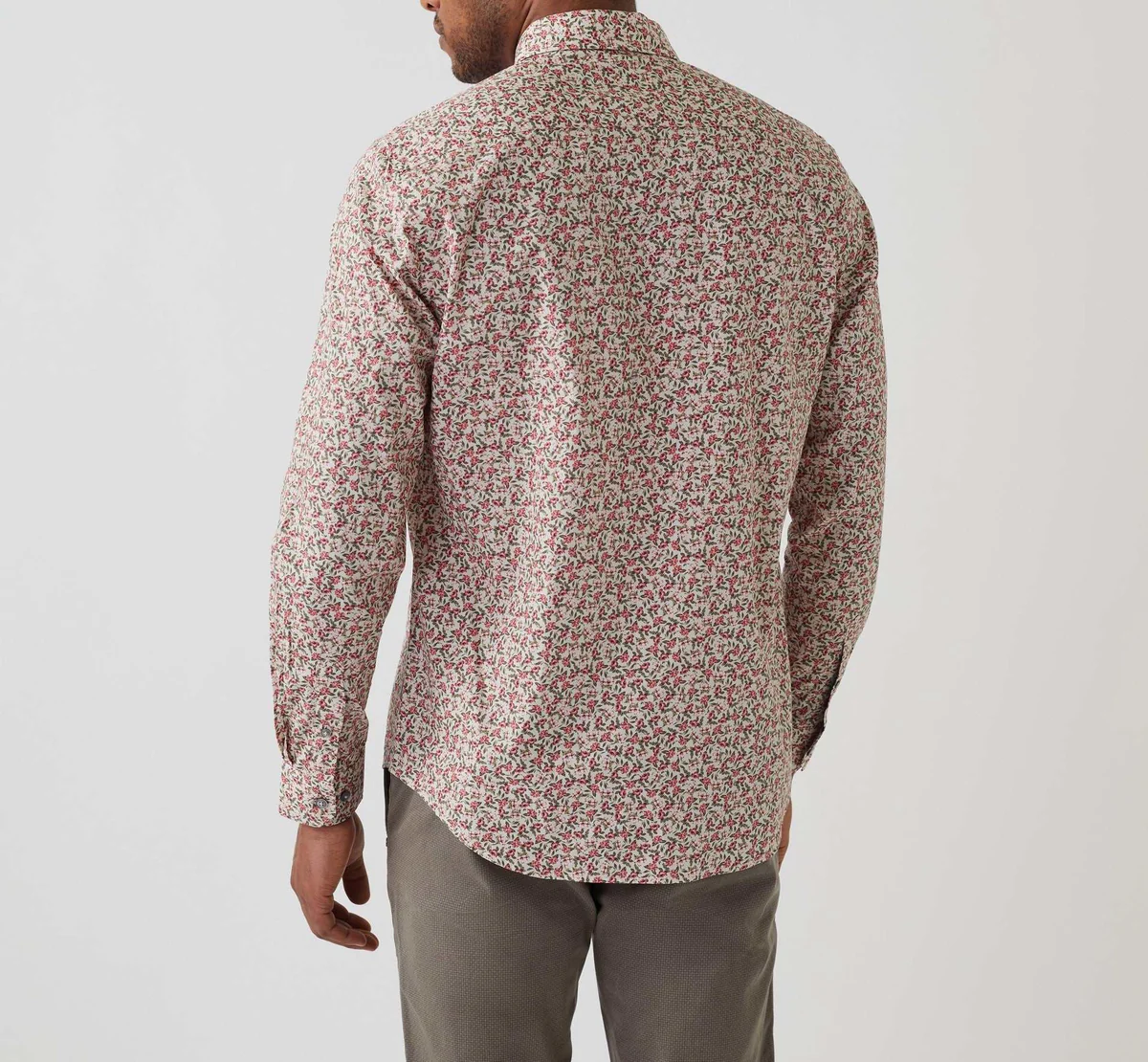 Chemise casual imprimée écru-kaki 