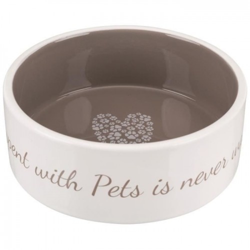 Comedouro e bebedouro de cerâmica Trixie Pets Home nas cores creme e bege para cães.