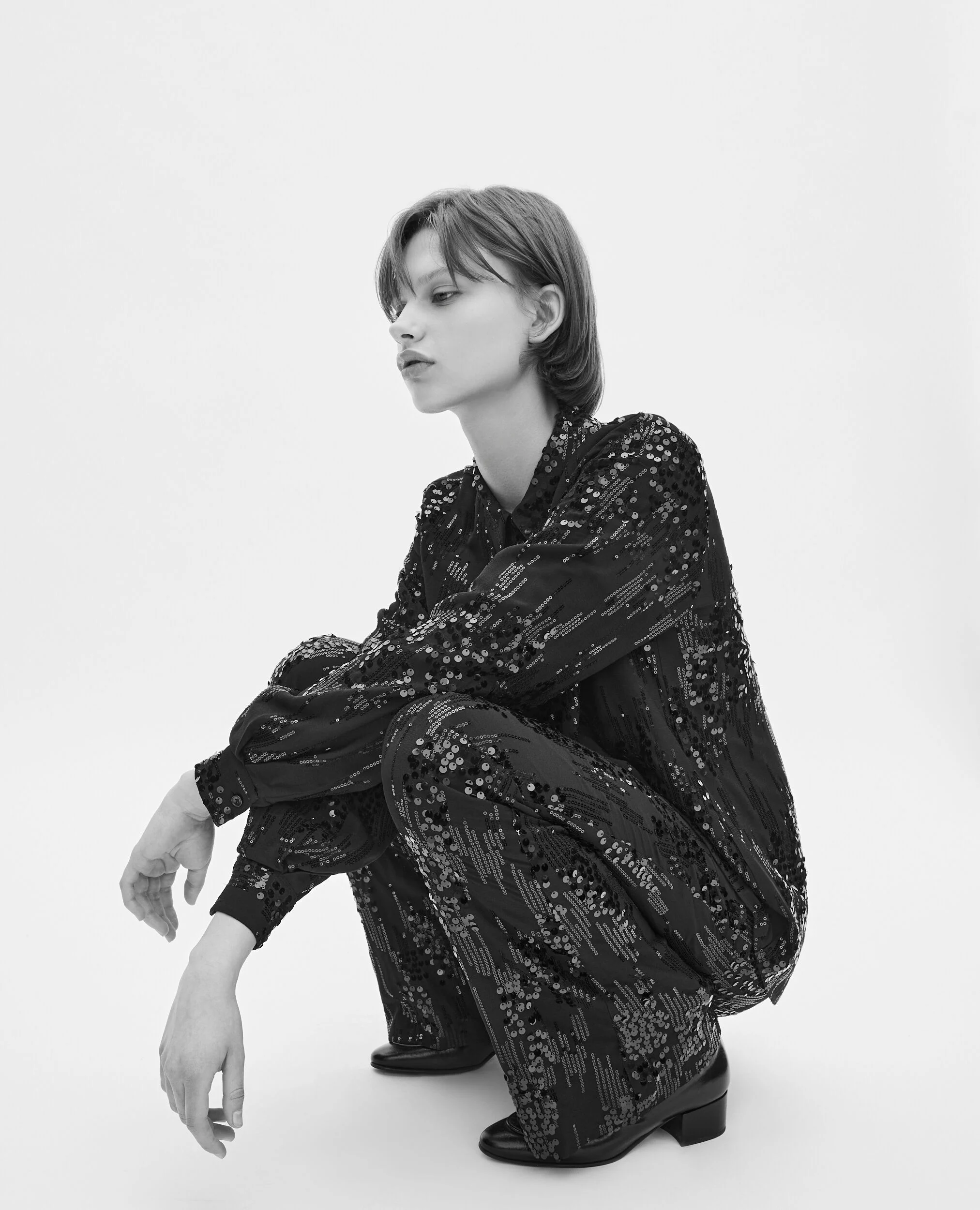 Chemise à sequins noire