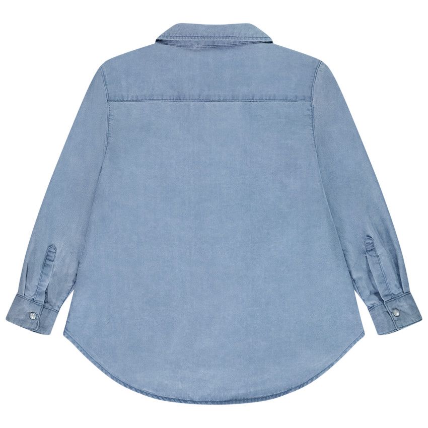 Chemise manches longues effet jean pour fille - Bleu