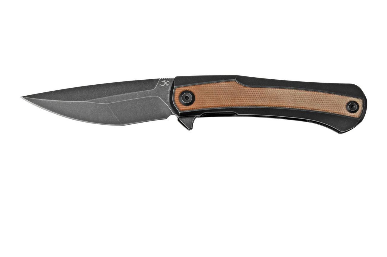 Kansept Kratos K1024A8 Black, Brown Micarta zakmes, Ostap Hel design