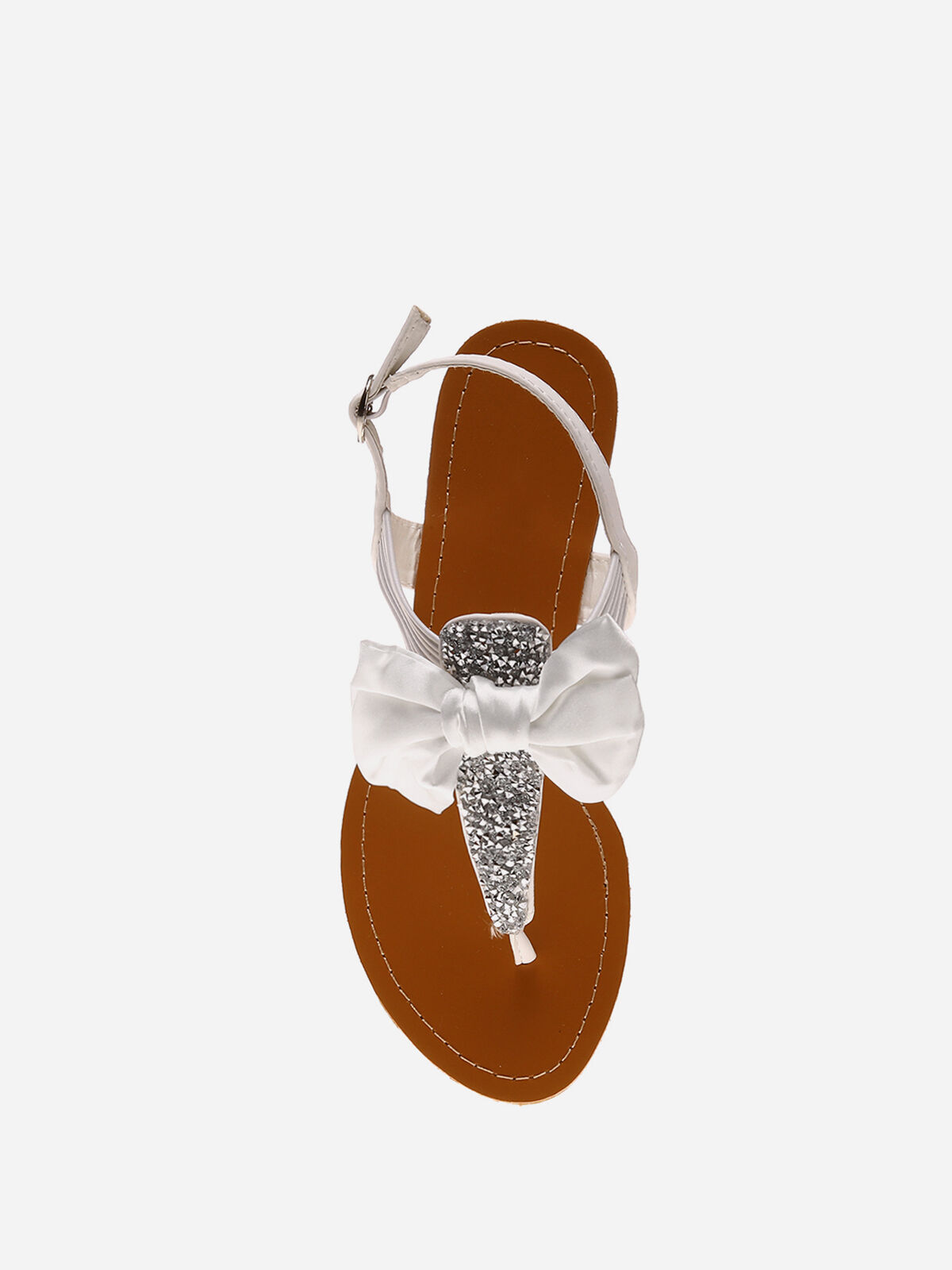 Sandales à strass et noeud- Blanc