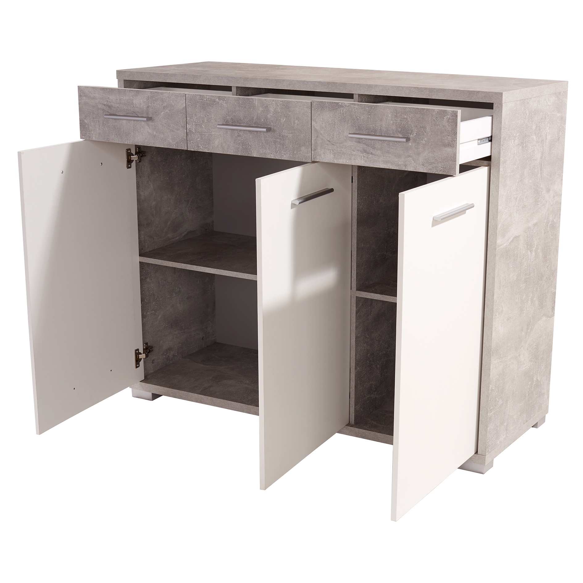 Kommode - Betonoptik-perlweiß - 144 cm