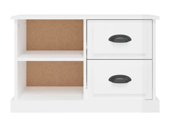 Meuble TV blanc brillant 73x35,5x47,5 cm bois d'ingénierie