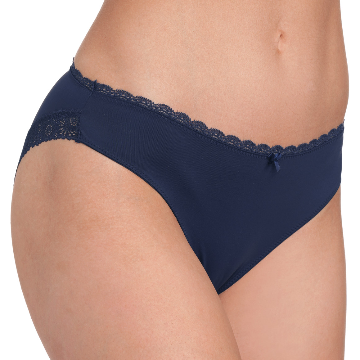 3 Damen Slips mit Spitze dunkelblau / oliv / hellbeige