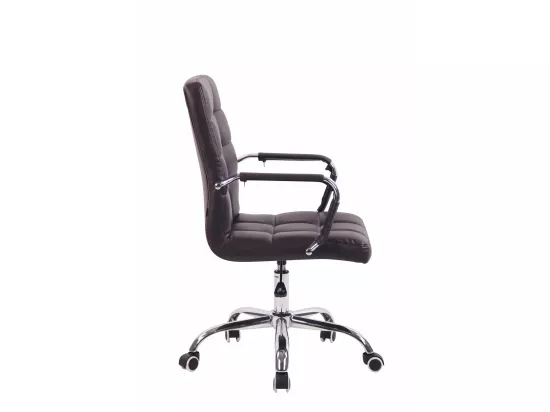 Chaise de bureau - Similicuir & Métal chromé - Marron - Deli
