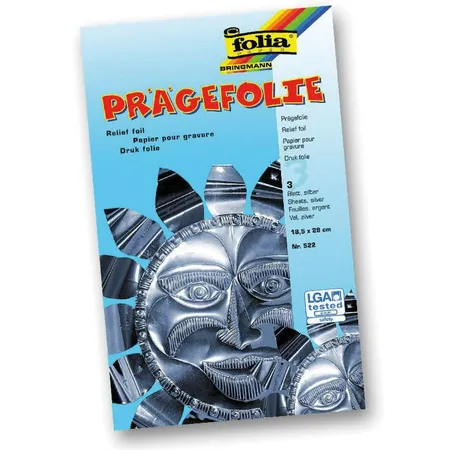 Folia Prägefolie Silber 18,5x29cm, 3 Blatt