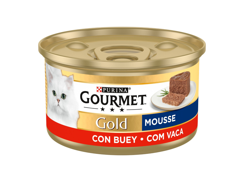 COMIDA HÚMIDA PARA GATO GOURMET GOLD MOUSSE COM VACA 85G