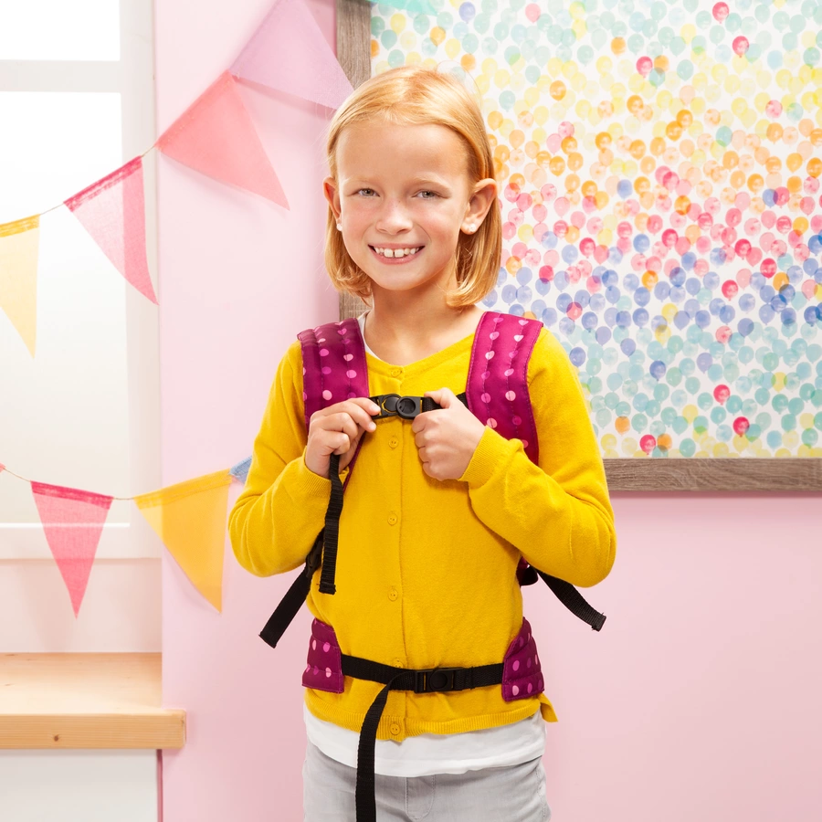 bayer Design Puppen-Tragegurt pink, mit punkten und Fee