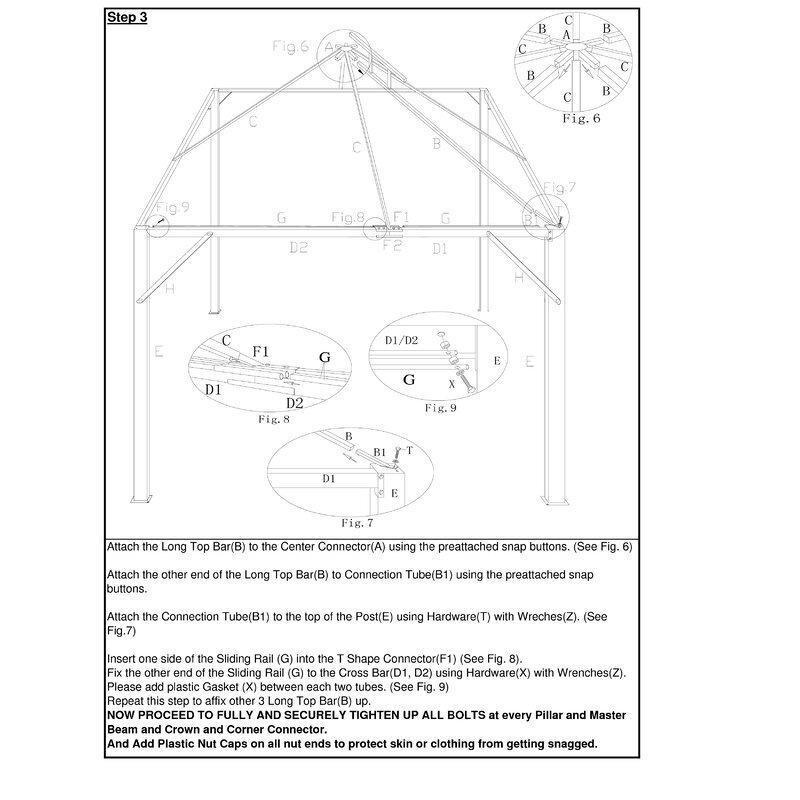 Gazebo de metal para pátio Franz, 3 m de largura x 3 m de profundidade