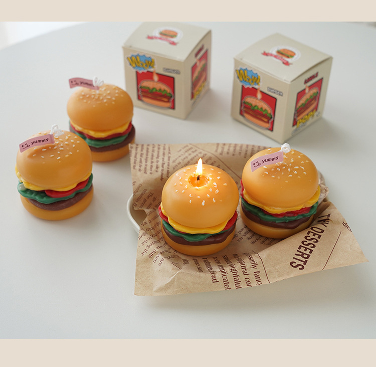 (60x55mm) Handmade Duft Kerze Aromatherapie Home Deko Sojawachs Kerze - Burger