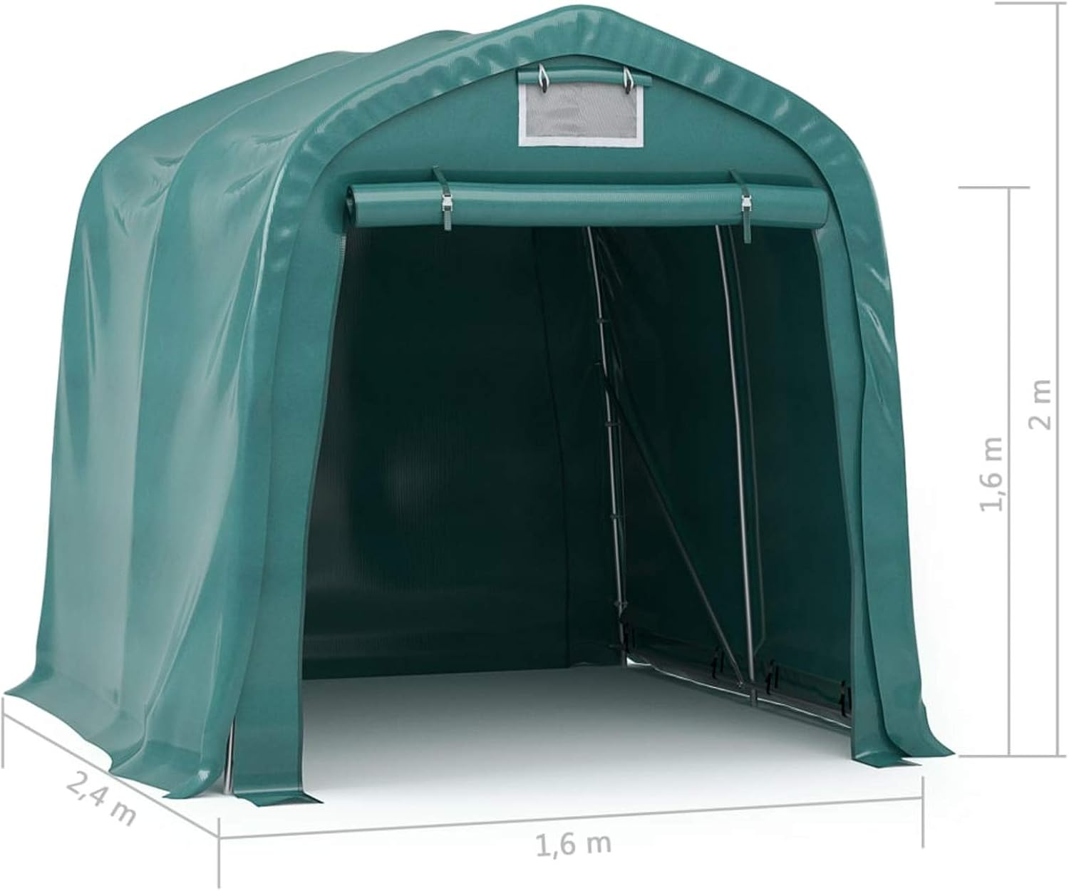 Kavolet Garagenzelt Carport 1,6x2,4 m Wasserfest Zeltgarage Weidezelt Auto Motorrad Schutz Unterstand Lagerzelt PVC Plane und Stabiler Stahlrohrkonstruktion, Grün