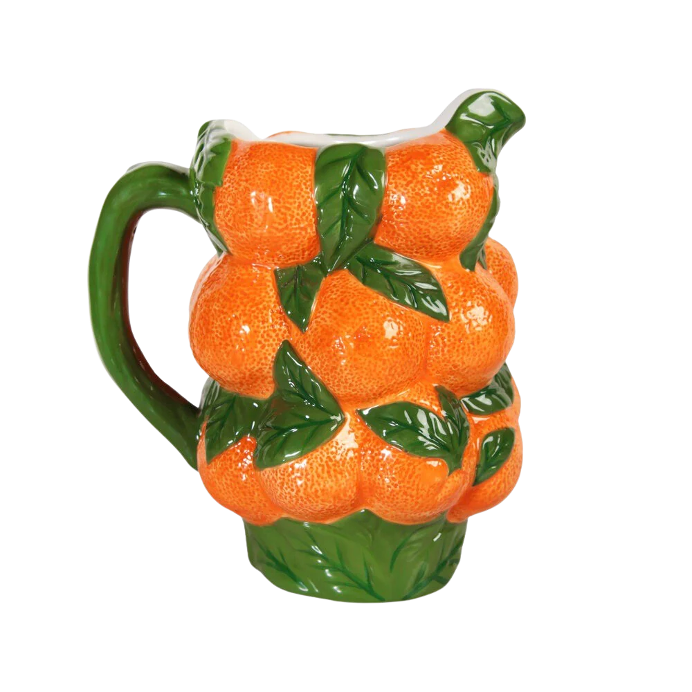 &Klevering  Appelsin keramikkande, orange/grøn - H20 cm.