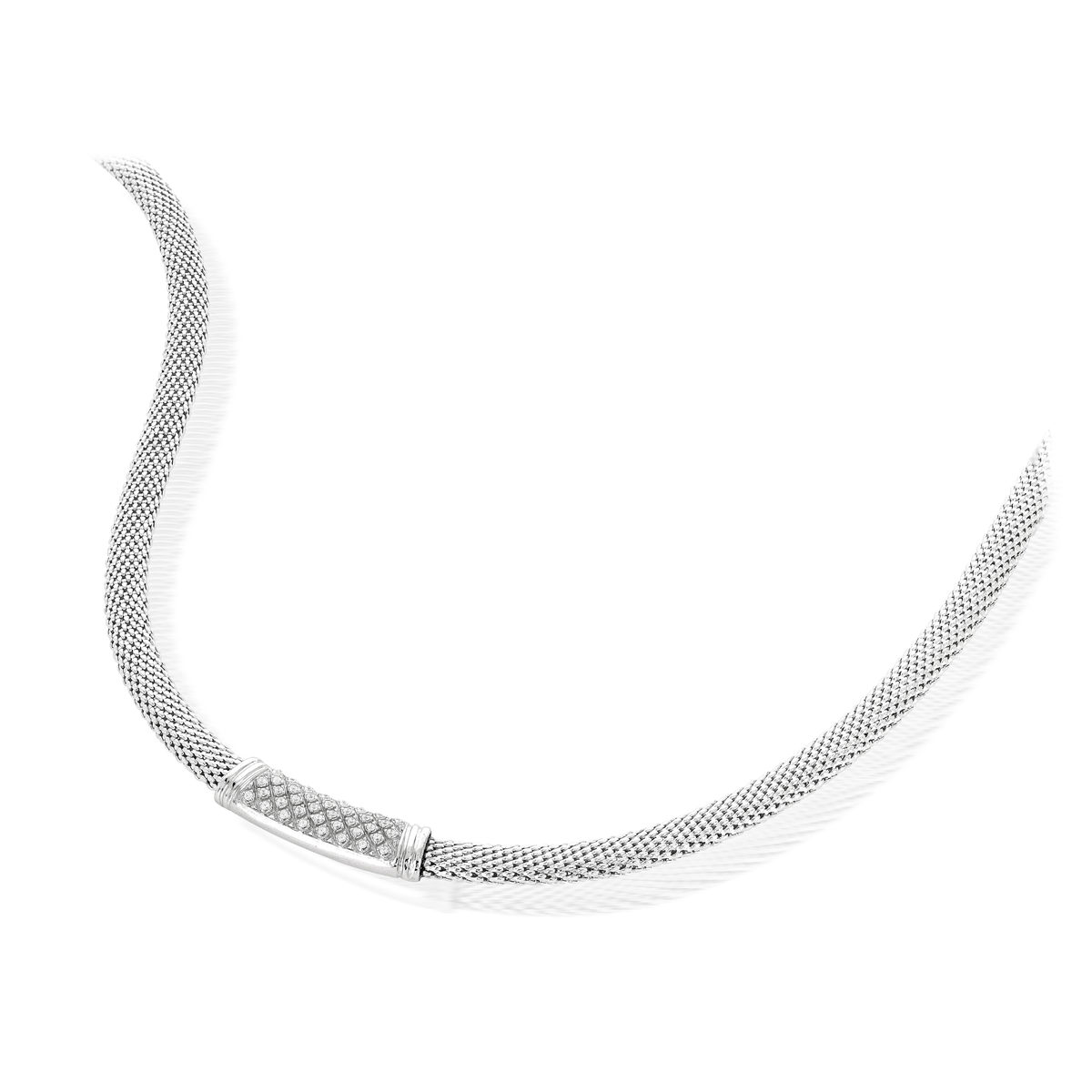 Collier argent 925 maille souple zirconias 43 cm