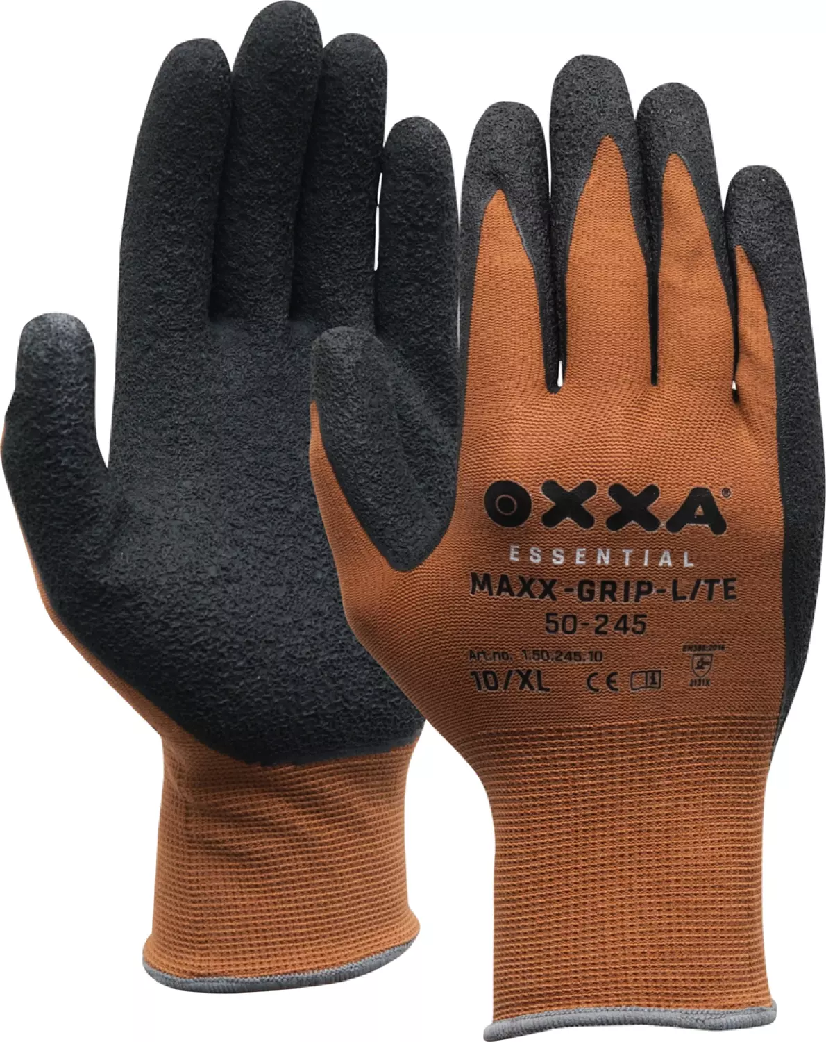 Oxxa 50-245 Maxx-Grip-Lite Werkhandschoenen - Zwart/Bruin - 11/XXL