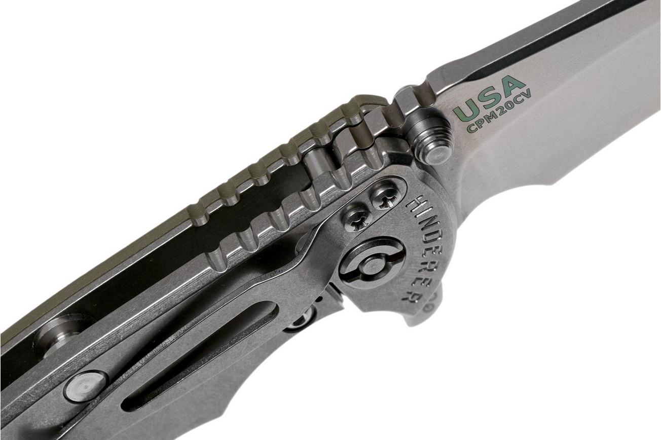 Rick Hinderer XM18 3.5” Recurve, CPM 20CV, Stonewash, OD Green G10, zakmes