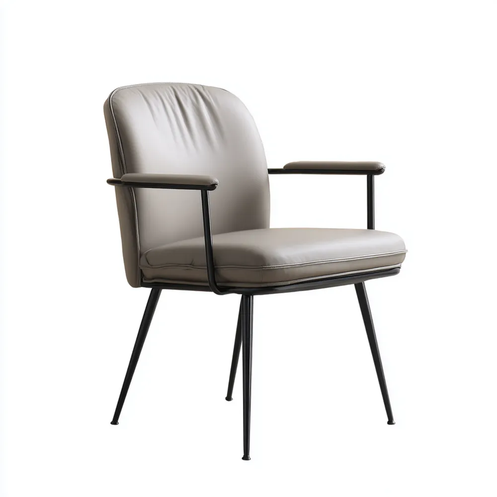 Esszimmerstuhl Leder 58x60x85 cm - Hellgrau - Modernes Design