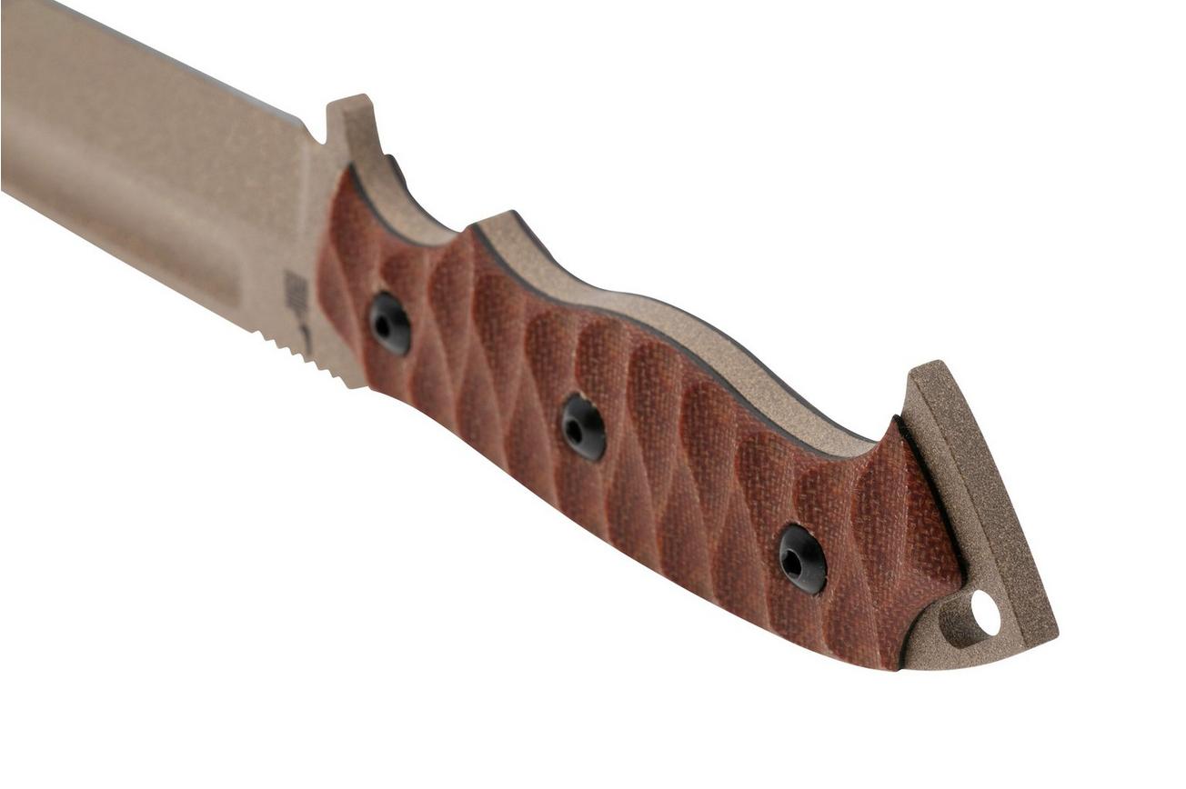 TOPS Knives M-PAT, MPAT-01, 1095 Coyote Tan Coating, Tan Canvas Micarta, survivalmes, Seth Brown design