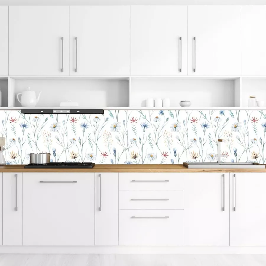 Nikima Klebefolie KF-25 selbstklebende Folie - Blumenwiese blau weiß bunt