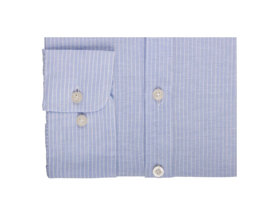 Chemise tunique coton lin à rayures fines bleues et blanches - VALBERT