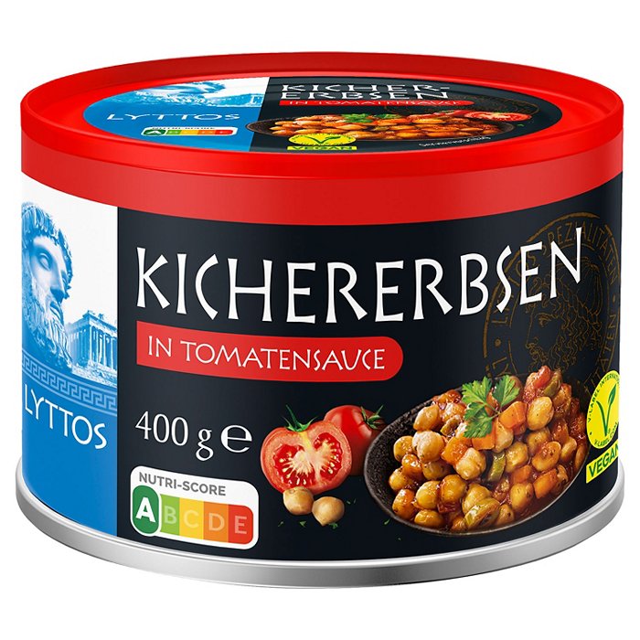 LYTTOS Weiße Riesenbohnen / Kichererbsen 400 g, Tomatensoße