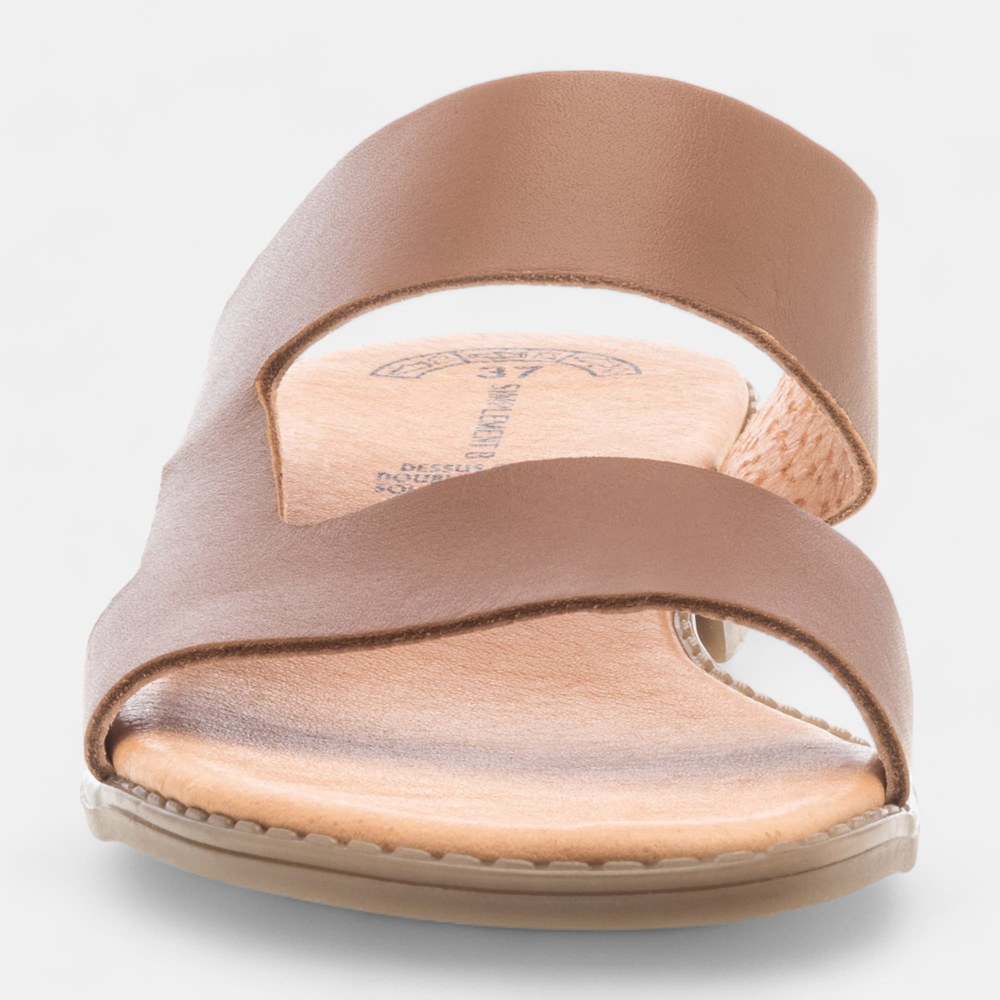 Mules Femme en cuir cognac