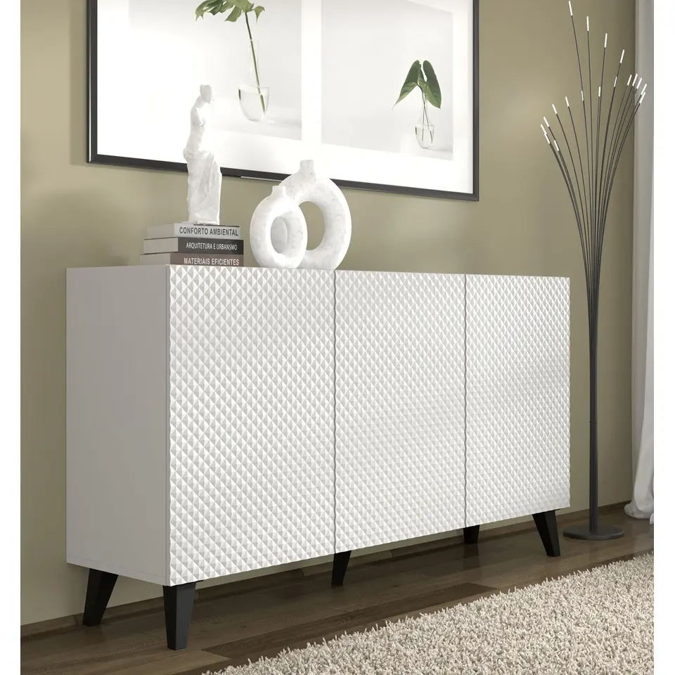 Dressoir Ravenna PC 150 3D glanzend wit (fronten) deuren gefreesd