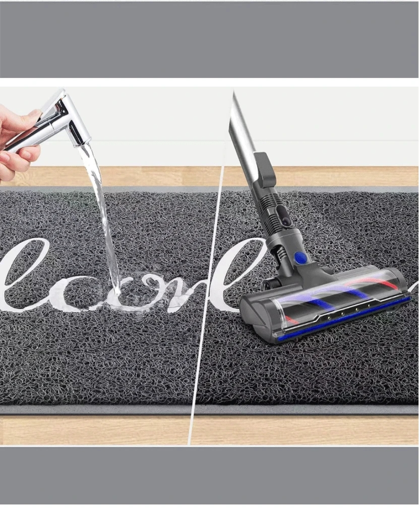 (72x44cm) Fussmatte Anti-Rutsch Türmatte Boden Teppich Hello - Grau